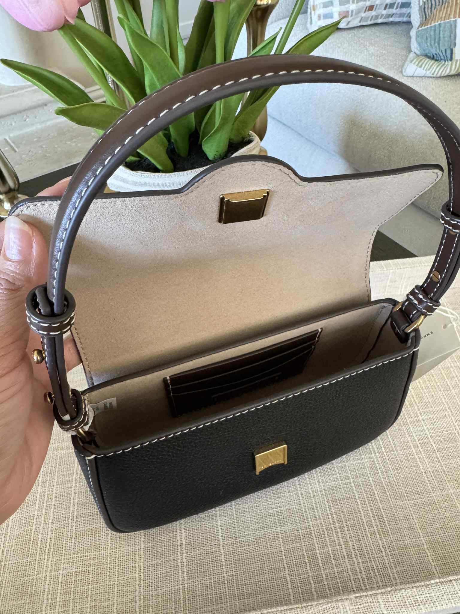 Tory Burch Miller Shoulder Bag Black Pebbled Leather Structured Handbag New With Tags